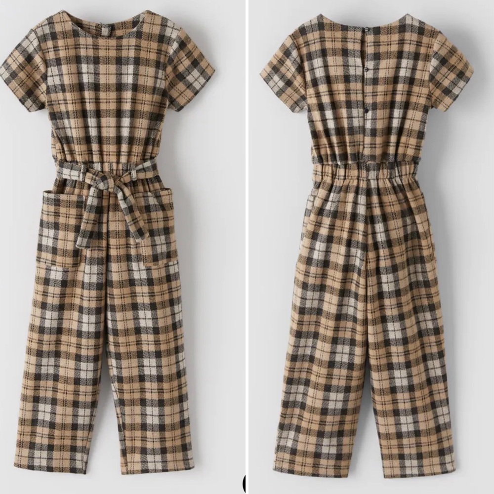 NWT Zara Girls Plaid Jumpsuit